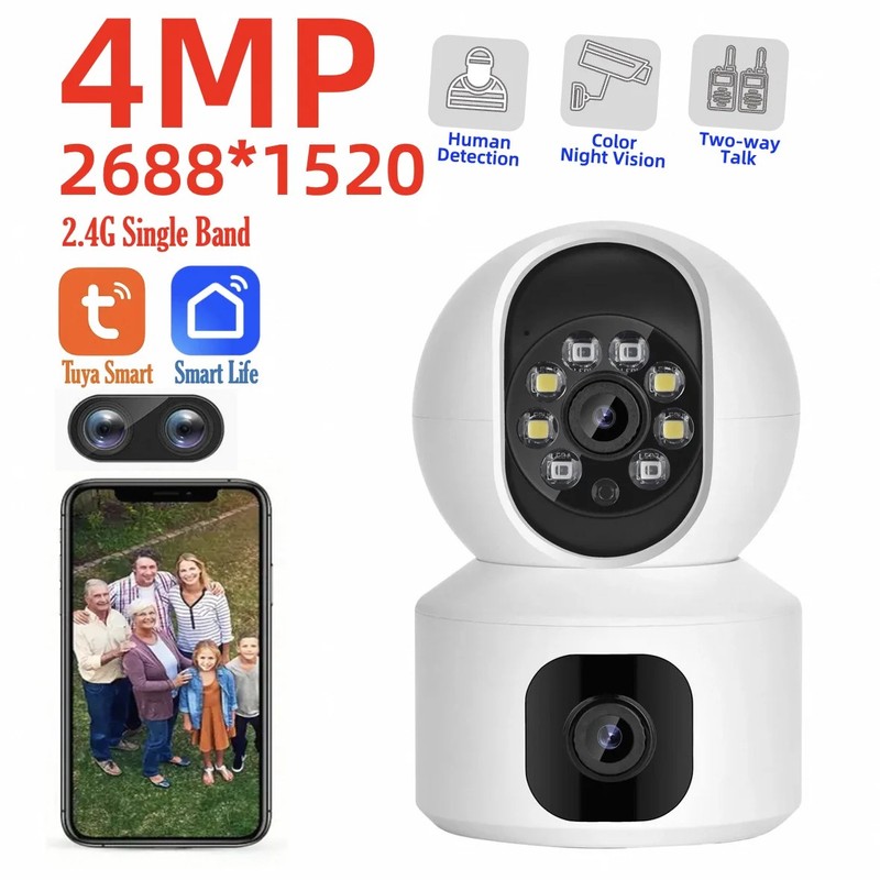8MP WiFi IP Camera Dual Lens Monitor, Night Vision, Auto Tracking, Tuya App gallery