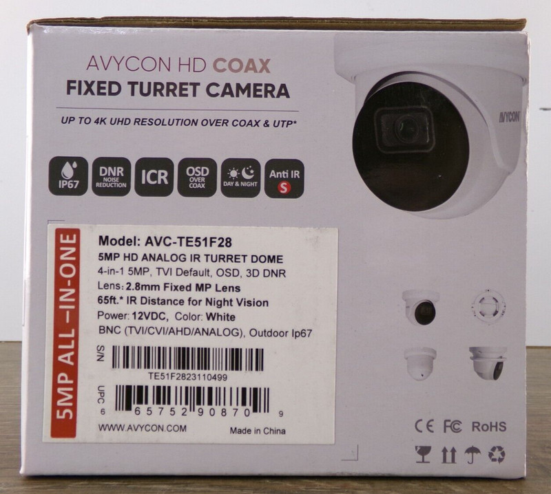 Avycon AVC-TE51F28, 5MP HD Analog IR Turret Outdoor Dome Camera, White, New S4 gallery