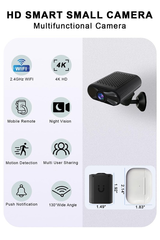 Mini Camera - 4K HD Wireless Small Camera - Tiny Indoor Security Cameras with... gallery