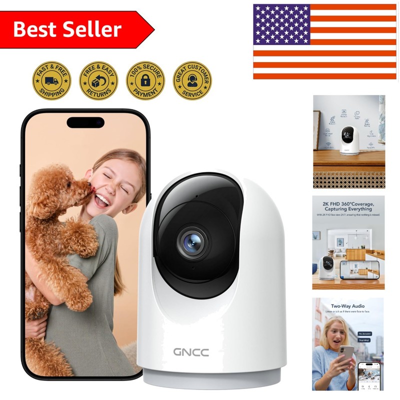 2K Indoor Security Camera with Night Vision & Motion Detection for Home Safety
