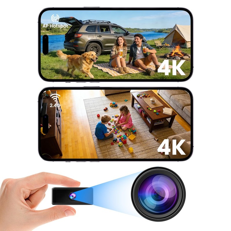No WiFi Security Camera, 4K Mini Camera Works with or Without WiFi, Wireless …