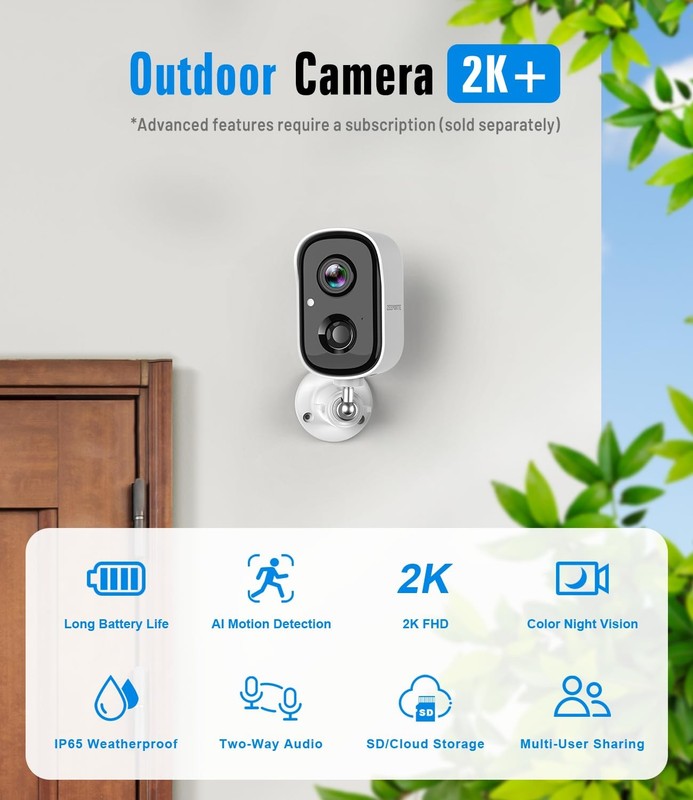 Security Cameras Wireless Outdoor, 2K Cameras for Home Security with Color Ni... gallery