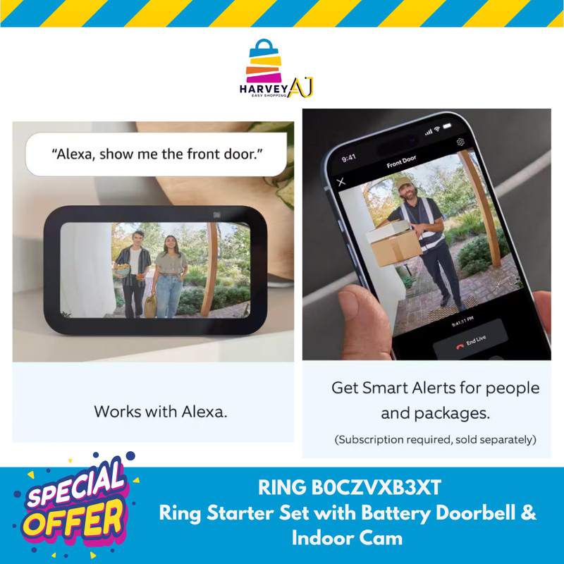 Ring B0CZVXB3XT Starter Set with Battery Doorbell and Indoor Cam gallery