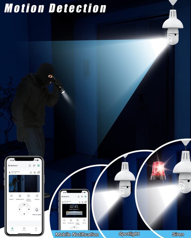 2PK Light Bulb Security Camera,360° Wireless Security Cameras for Home Securi... gallery