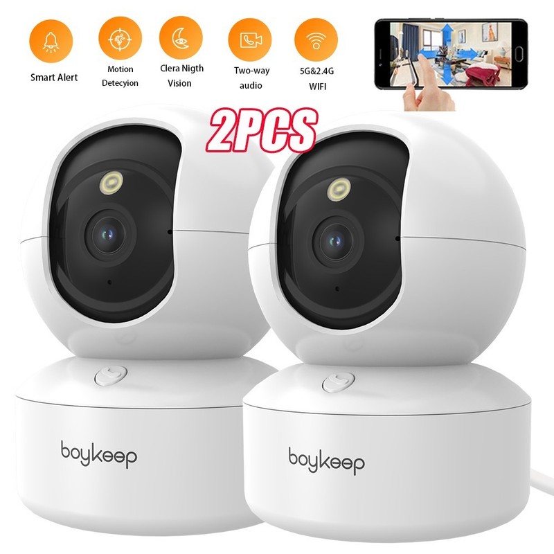 Wireless 5G WiFi Security Camera 2K Smart Home Indoor Night Vision Wired Cam 2PC