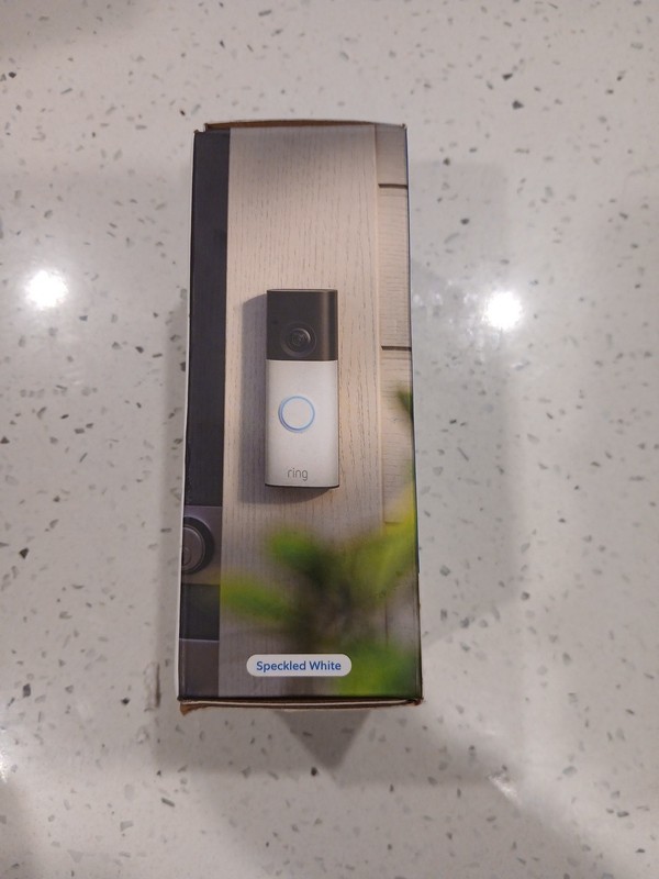 Ring Battery Doorbell newest model Retinal 2K W/ wide-angle video Speckled White gallery