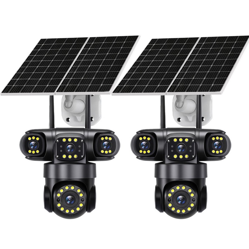 4PCS 16MP 4G SIM Solar Battery Security IP Camera Outdoor Home 4 Lens PTZ CCTV