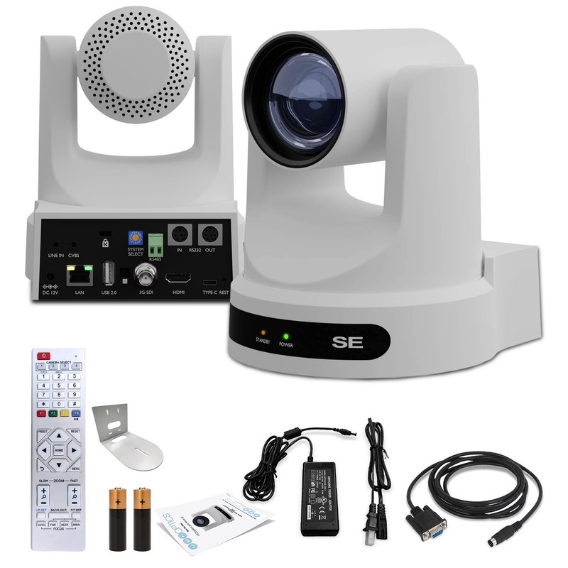 PTZOptics Move SE PTZ Camera with 12x Optical Zoom (White) + Wall Mount (White) gallery