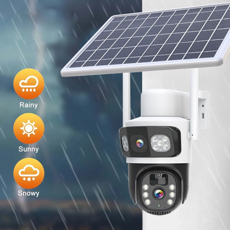 5PCS 4MP Solar Wireless Security Camera WiFi PTZ Dual Lens 2-Way Audio gallery