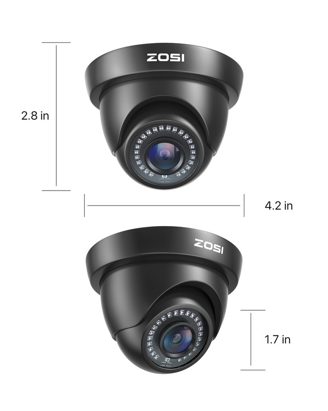 ZOSI 2PK 1080p TVI Security Dome Camera Outdoor Indoor Day Night for CCTV System gallery