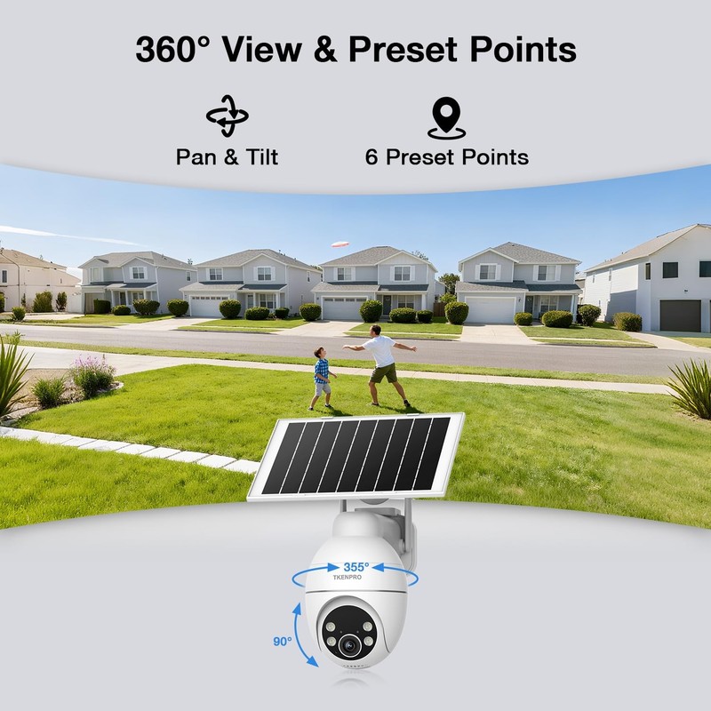 TKENPRO Solar Security Cameras Wireless Outdoor, 2.4GHz Wi-Fi, 24/7 Continuou... gallery