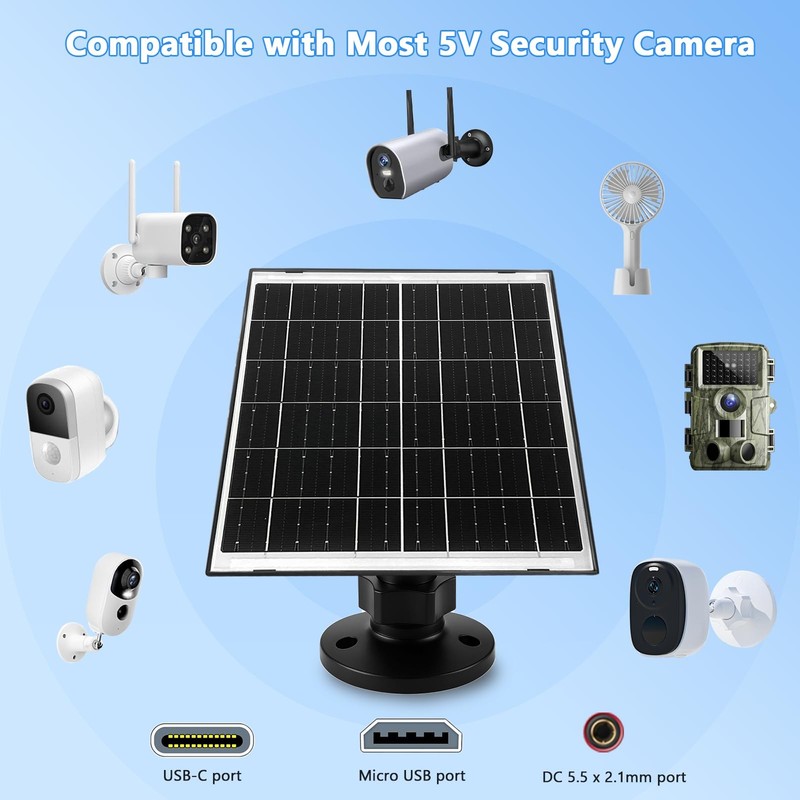 Zivif 10W black solar charger security camera USB-C IP66 gallery