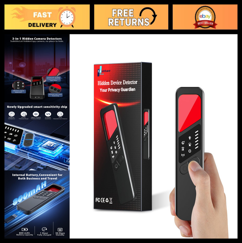 7-in-1 Bug & Hidden Camera Detector, RF & GPS Tracker Finder, Anti-Spy Device fo
