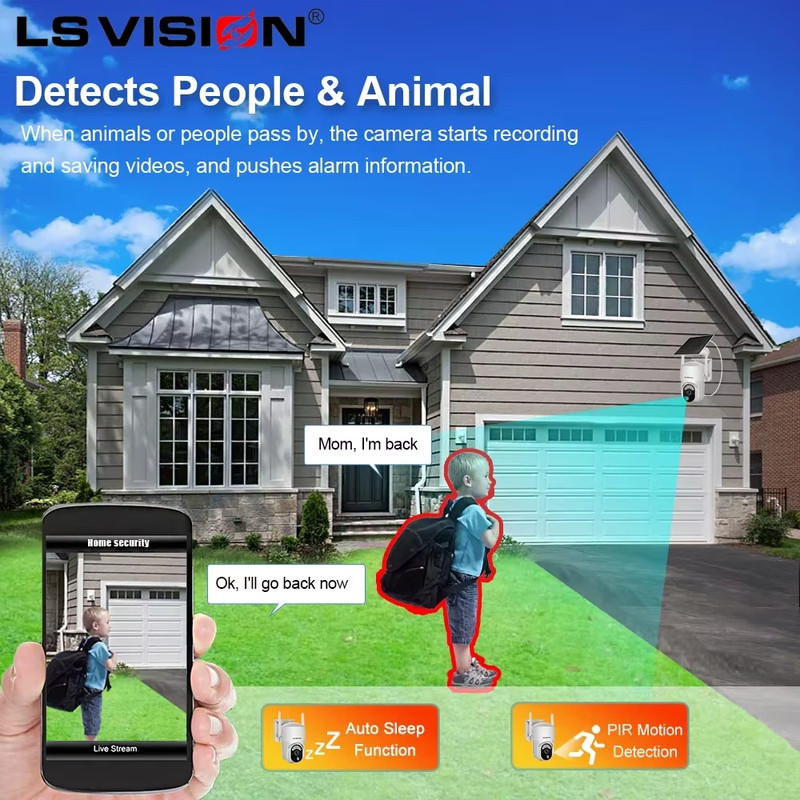 LS VISION 4MP Solar Wireless Security Camera Outdoor Solar Monitor Camera Night gallery
