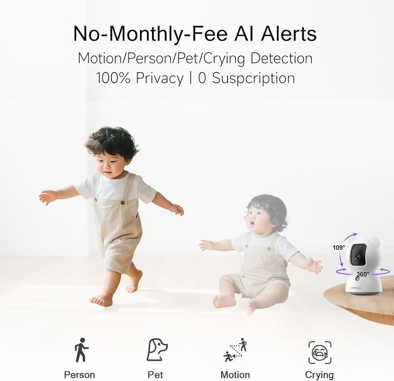 2.4GHz WiFi Camera 2.5K 2 Pack Full Duplex 2-Way Audio gallery