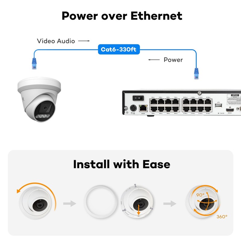 PoE IP Security Camera, 2 Way Audio, Smart Color Night Vision, AI Human Vehic... gallery