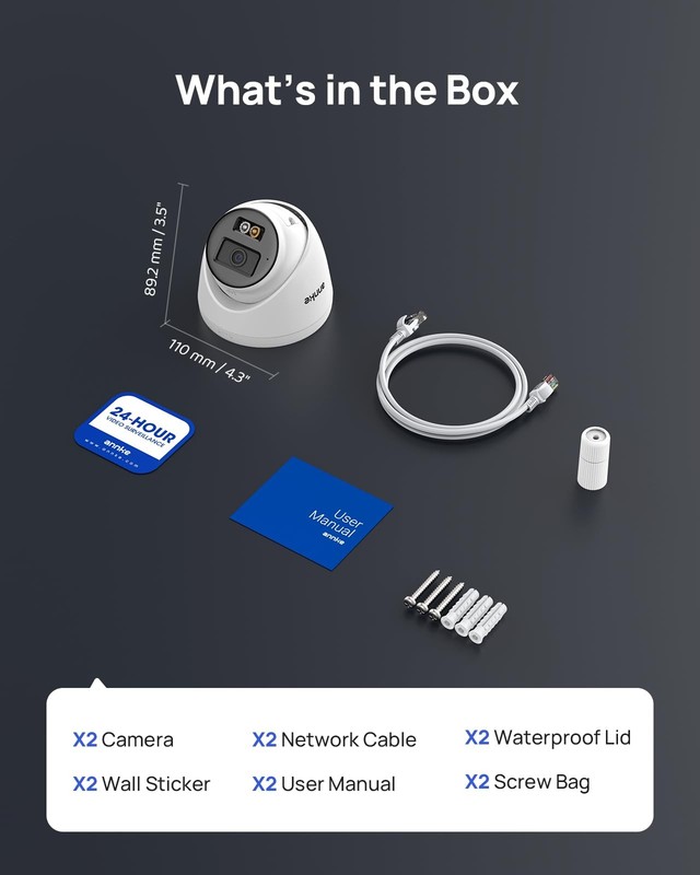 C500 2Pcs 5MP IP Security Camera, Red and Blue Light Alarm, Color Night Visio... gallery