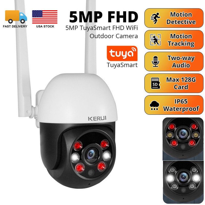 6 LED Enhanced Night Vision Cam 5MP WiFi Wireless Home Office Security Camera