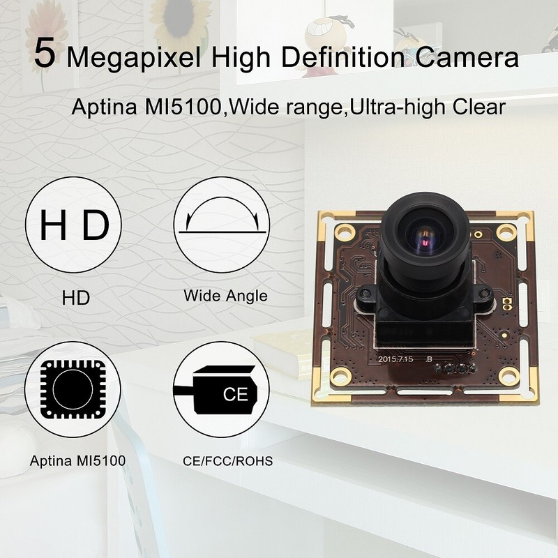 Android/Linux/Windows CMOS Camera Module Board 5MP Webcam Video with 2.1mm Lens gallery