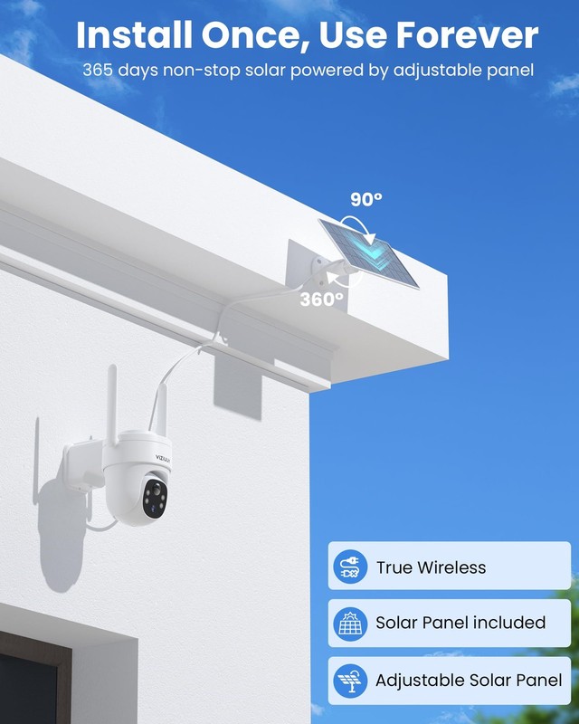 5MP Solar Security Camera Outdoor, Wireless Battery Powered Security Camera w... gallery