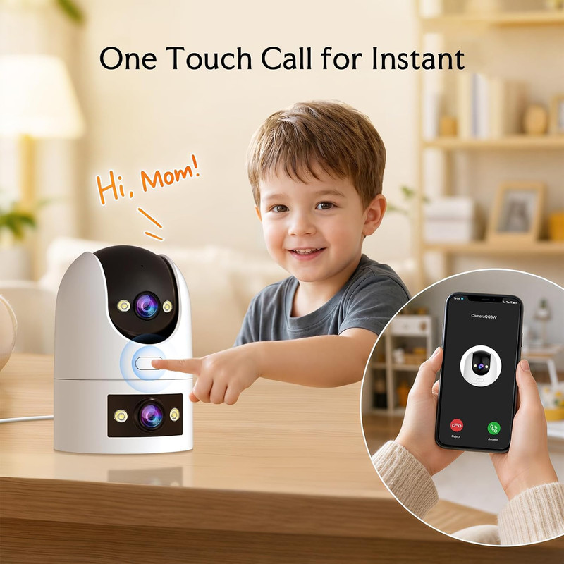 2K Dual Lens Indoor Outdoor Security Camera, 5Ghz/2.4Ghz Wifi Pet Camera with PT gallery