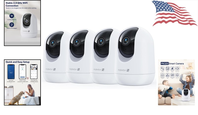 4 Pack 2K Night Vision Pet Camera - Motion Tracking - WiFi - Two-Way Audio gallery
