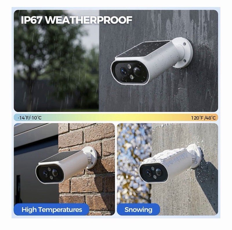Alkivision Solar Security Cameras Wireless Outdoor - 2K Night Color Vision Camer gallery