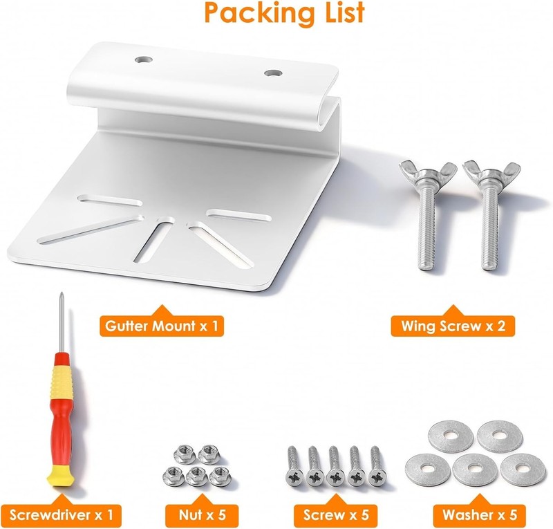 Gutter Mount for WYZE Solar Cam Pan, Rust-Proof No-Drill Outdoor Bracket gallery