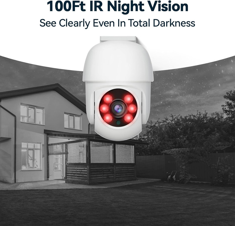 Wired Security Camera System Outdoor, 4Pcs Pan/Tilt CCTV Cameras and 4CH 5MP Lit gallery