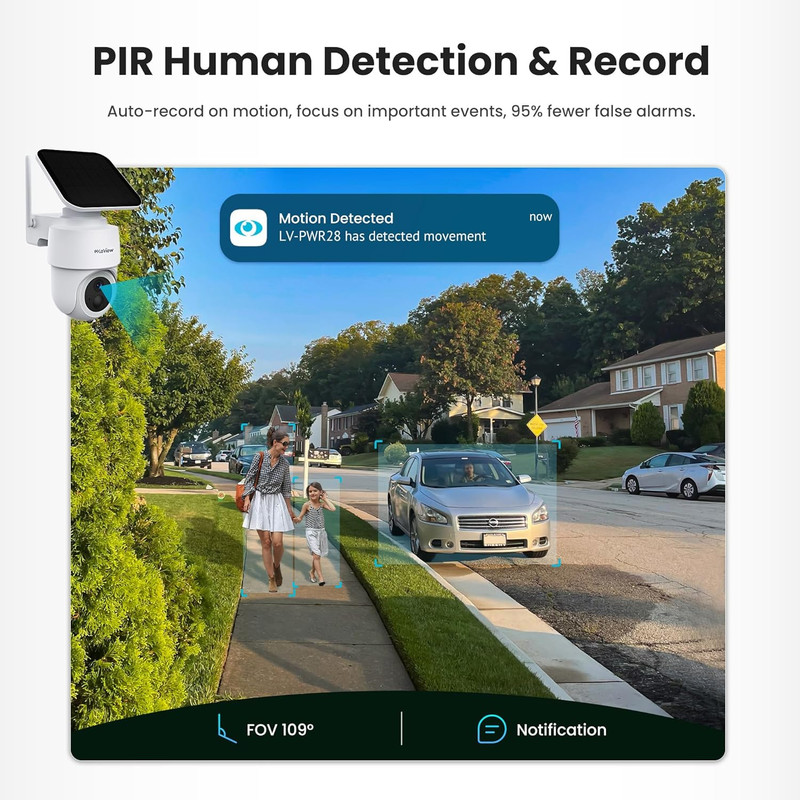 2K 3MP Solar Security Cameras Wireless Outdoor, Cameras for Home Security, 360° gallery