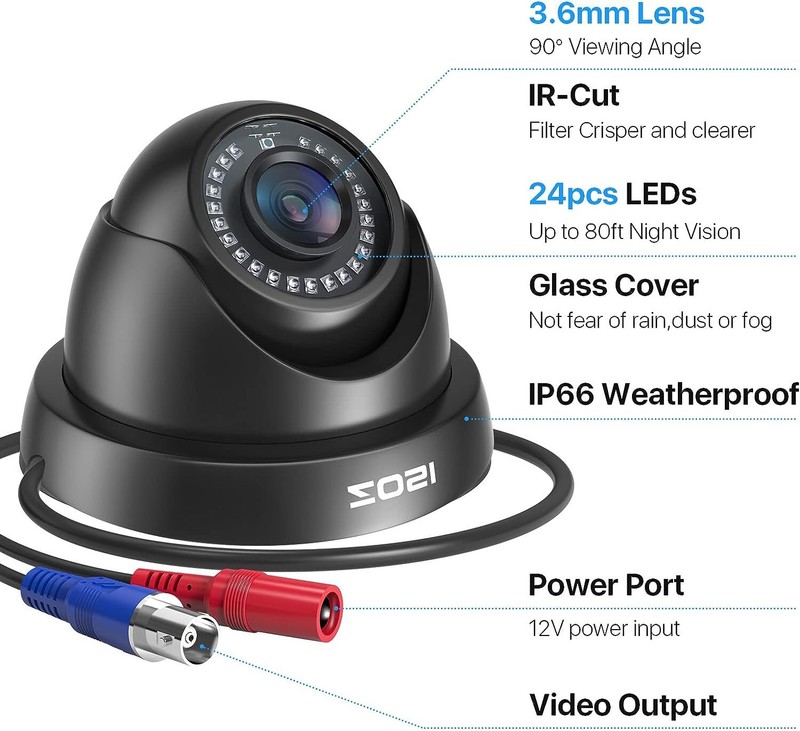ZOSI 2 Pack 1080p Security Dome Camera 80ft Night Vision IP66 24/7 Recording gallery