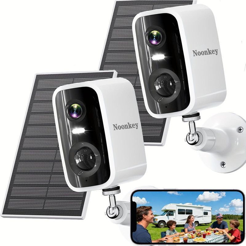 2 Pack Solar Security Camera Outdoor Wireless, 4MP HD Full Color Night Vision, 2 gallery
