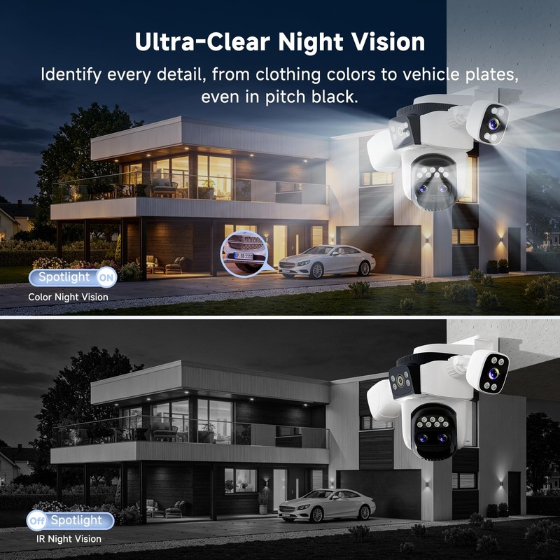 4-Lens Security Cameras Wireless Outdoor, 4-in-1 Multi-View 2K 360° PTZ Plug-... gallery