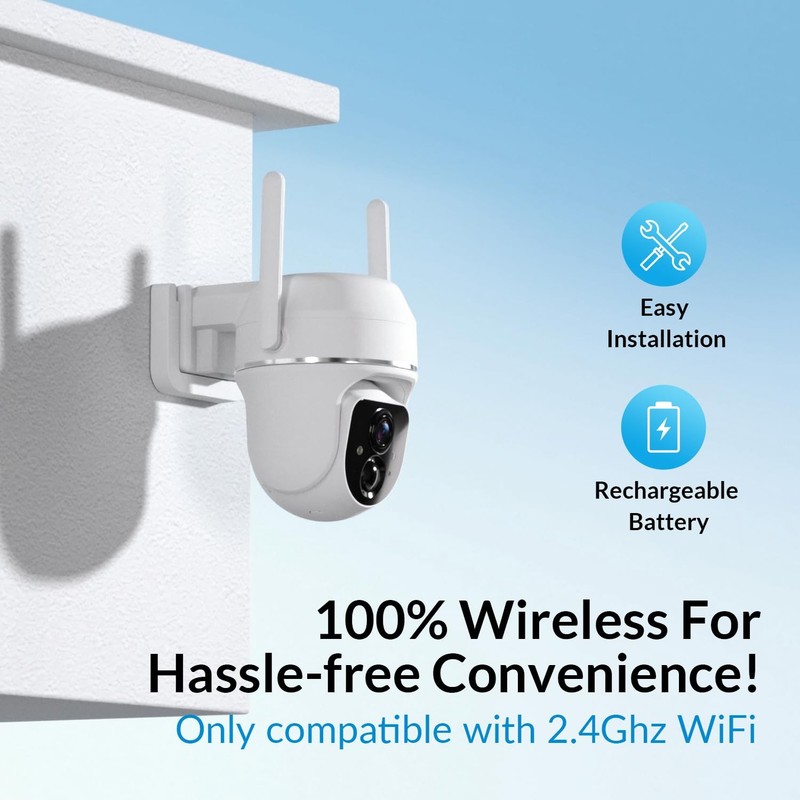 Vicohome 2K Solar Wireless WiFi Security Cameras Outdoor, 355° PTZ, Solar & B... gallery