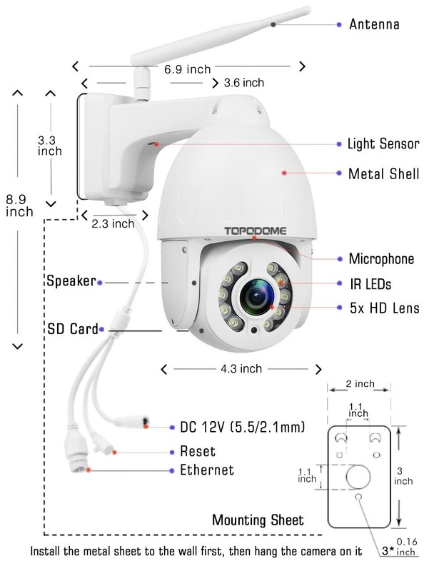 5MP PTZ Security Camera Outdoor Motion Tracking, Floodlight Surveillance IP D... gallery