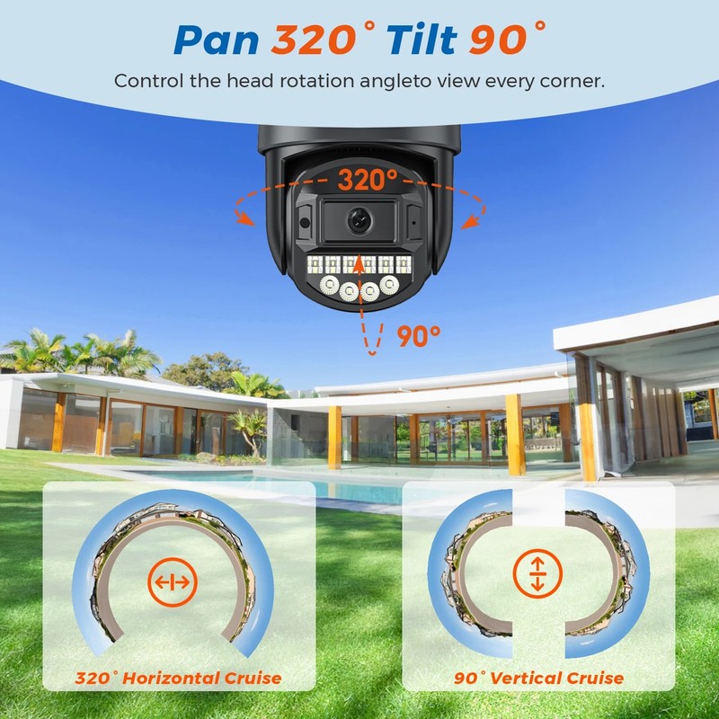 5K 10MP Wifi PTZ Outdoor Camera AI Tracking Dual Lens Night Vision IP66 gallery