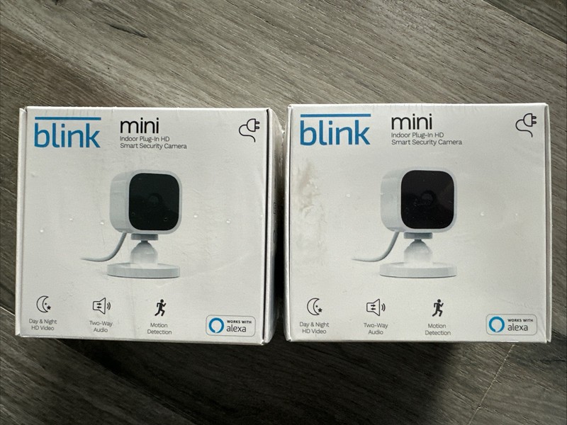 Lot of 2 NEW Blink Mini Indoor Plug-In HD Smart Security Camera WHITE