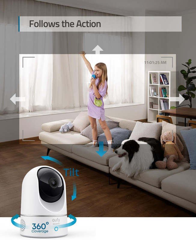 Eufy Security Indoor Cam E220, Camera for Home Security, Pan & Tilt, Dog/Pet Cam gallery