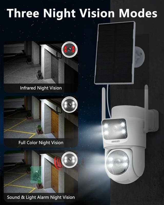 (2026 New) Solar Security Camera System Wireless Outdoor, 2-Cam Dual Lens 2K (Fi gallery