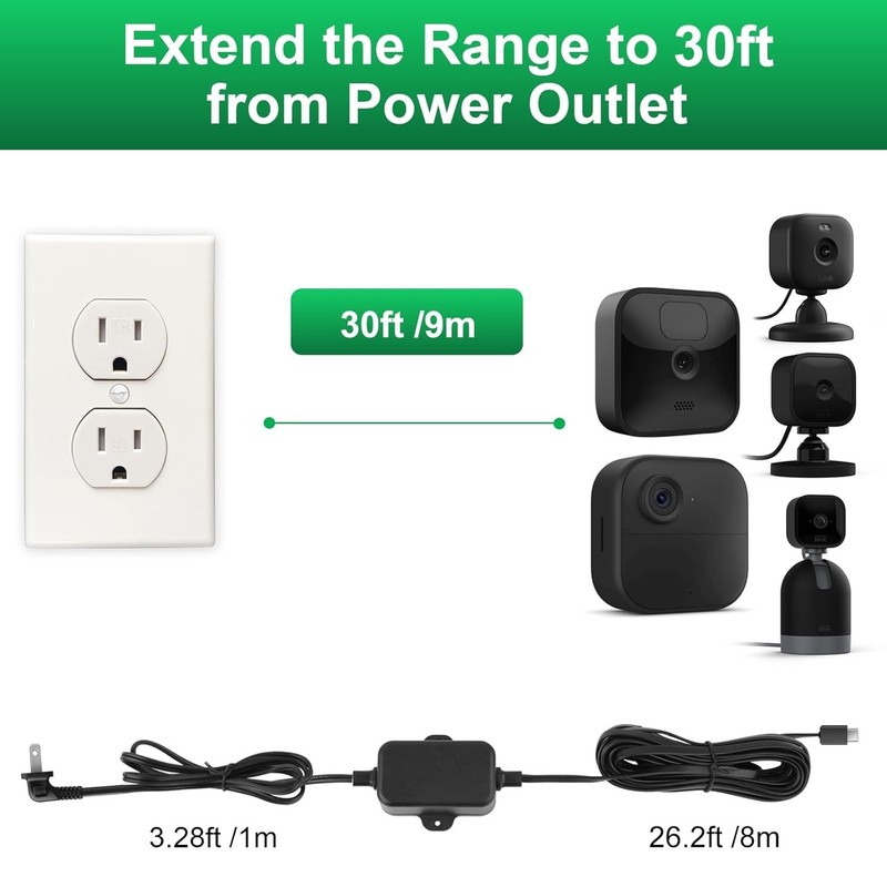 30ft Weather Resistant Power Adapter for Blink Mini 2,Blink Outdoor 4 4th Gen... gallery