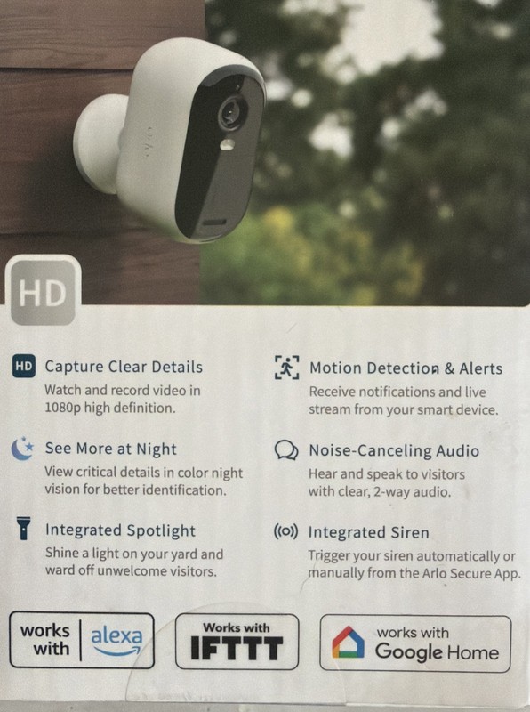 Arlo Essential Outdoor Camera HD Wireless 1080p Security VMC2050-1WMNAS​ 2nd Gen gallery