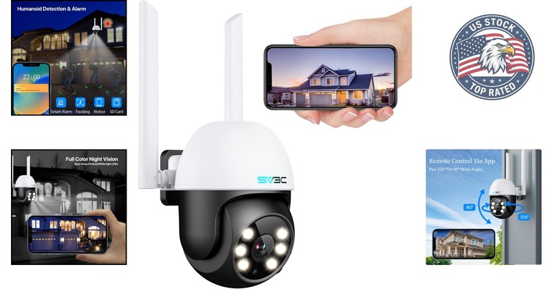 Waterproof PTZ Security Camera - 24/7 Monitoring, Auto Tracking, SD Storage gallery