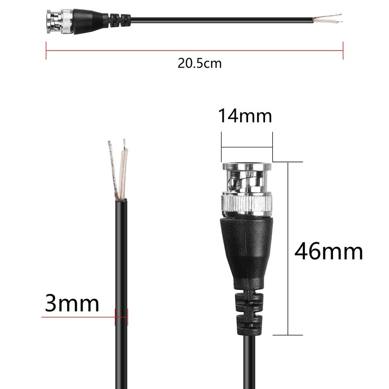 MEIRIYFA BNC Pigtail Cable Bare Wire, Male Coaxial Male, Black gallery