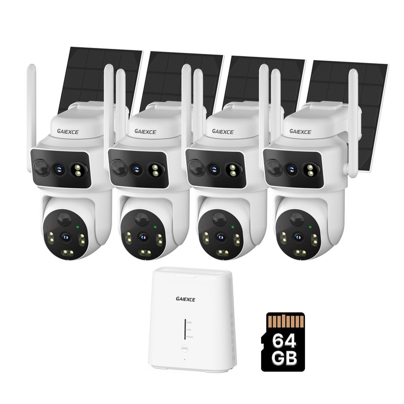 Solar Dual Lens Security Cameras Wireless Outdoor, Home Dual Lens Security Ca…