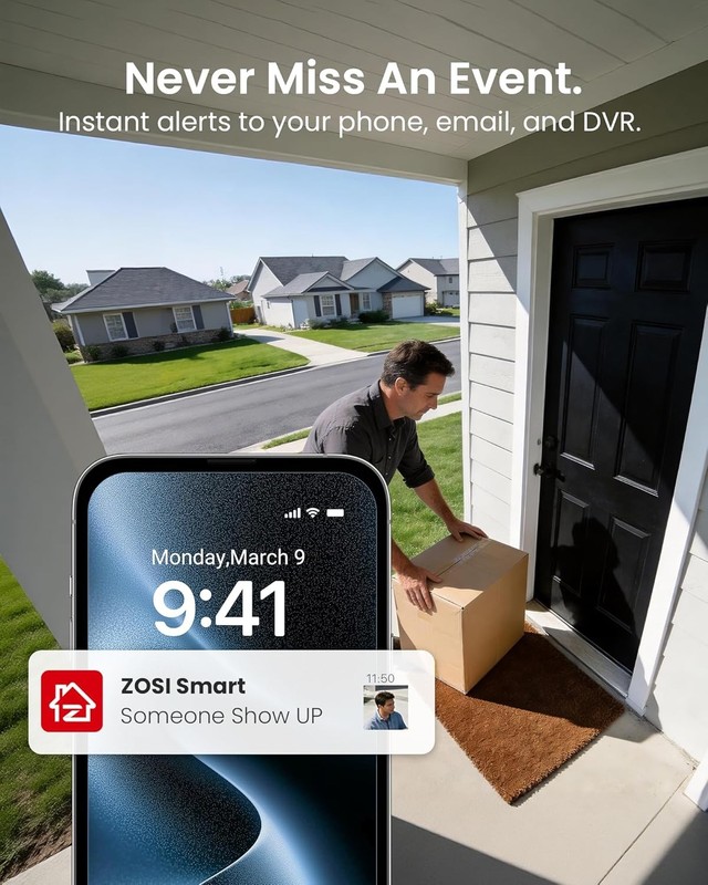 ZOSI 3K Lite 8CH Security Camera System 1TB AI Detection gallery