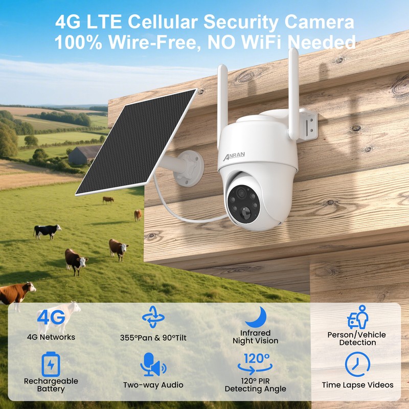 4G LTE Cellular Wireless Outdoor PTZ Security Camera Wifi Solar Battery Powered gallery