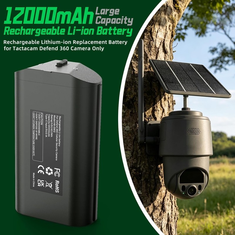 NEW! 12000mAh Battery Replacement for Tactacam Defend 360 Security Camera gallery