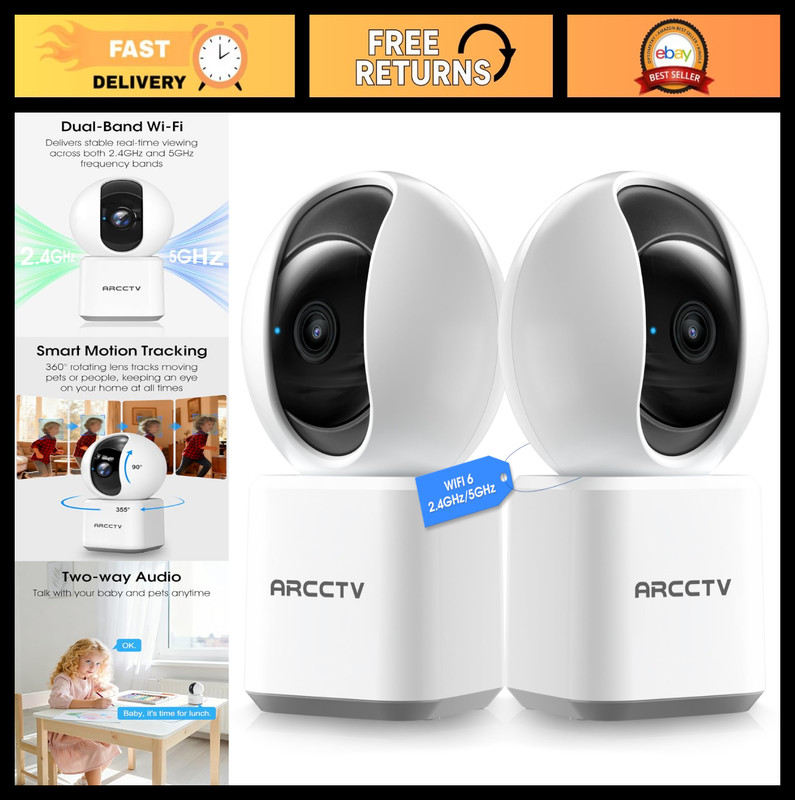 Indoor Security Camera for Home – 5G/2.4GHz WiFi, Motion Tracking, Night Vision,