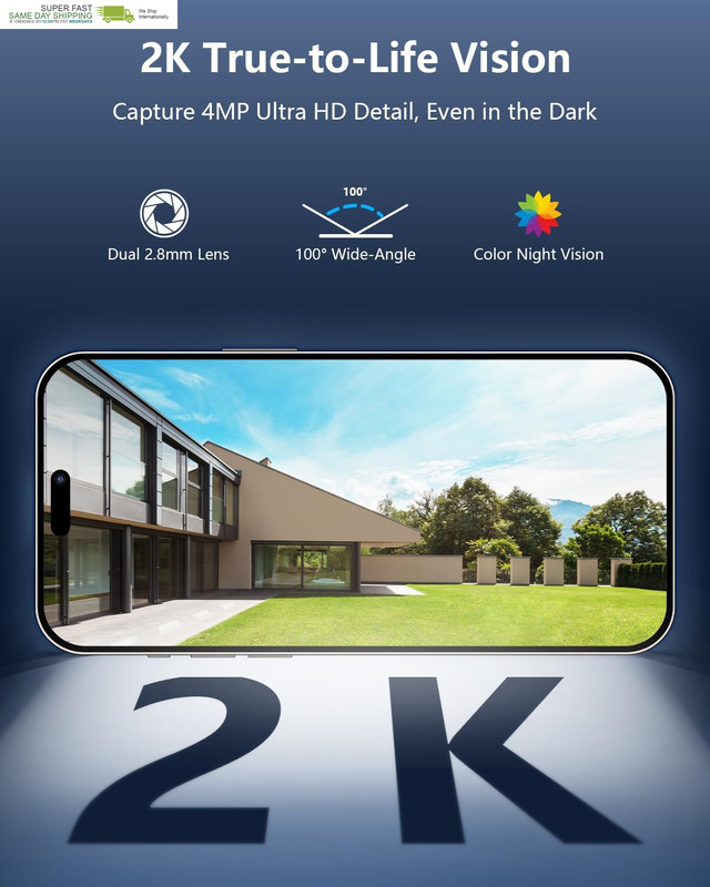 130° Wide View, AI Human Detection, 2.4/5.8Ghz Dual-Band Wifi, Solar Powered, Fr gallery