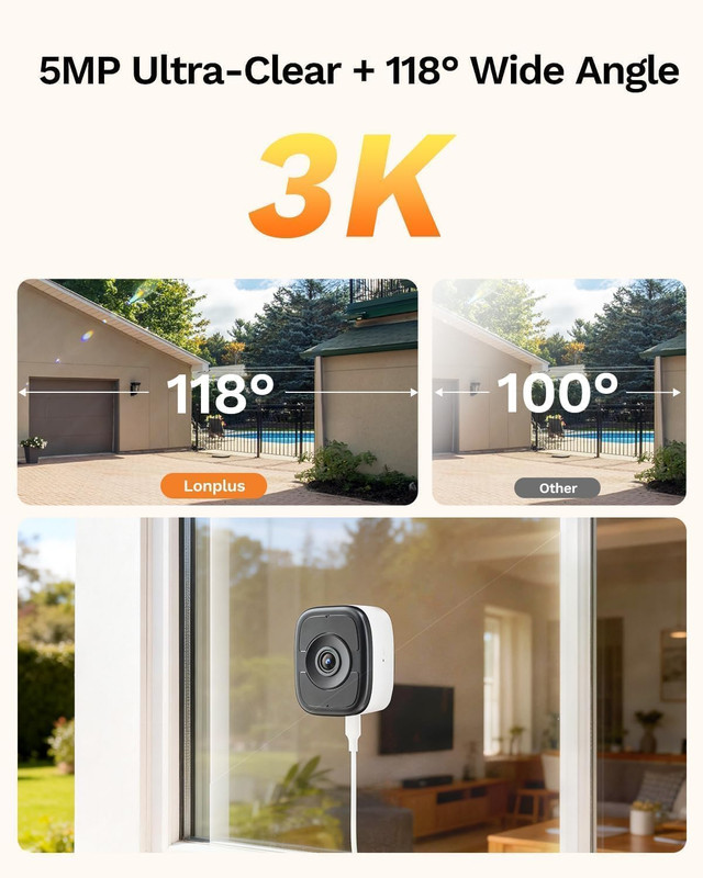 5MP 3K Window Camera with Night Vision, 2.4/5Ghz Wifi Indoor Window Cameras for gallery
